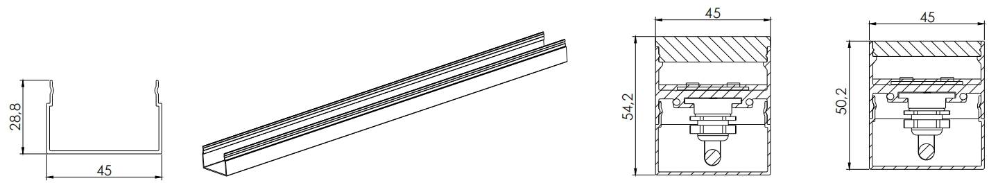 סוג 1, פרופיל הרכבה AL, 1mtr/pcs