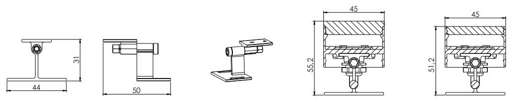 Type 2, AL rotatable bracket (2pcs/mtr)