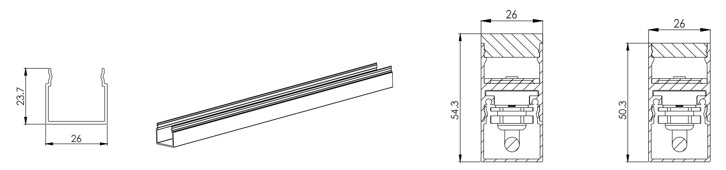 סוג 1, פרופיל הרכבה AL, 1mtr/pcs