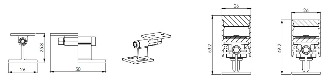 Type 2, AL rotatable bracket (2pcs/mtr)
