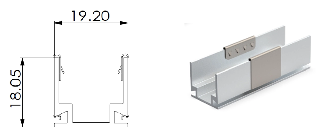 סוג 1, קליפס AL ליישום חיצוני (AL50mm/pcs עם 2pcs clips)