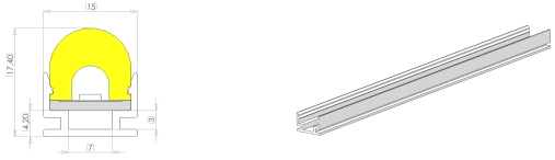 פרופיל Type1, AL ליישום חיצוני (1 מטר לכל יחידה, ניתן לחתוך לכל אורך הנדרש)