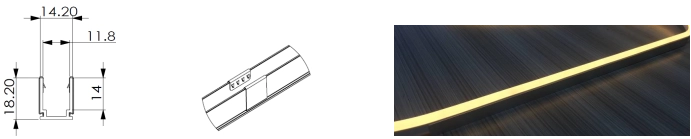 Type 3, פרופיל AL ליישום חיצוני (1 מטר Al with 6pcs Clips)